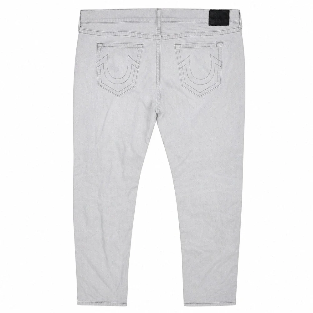 True Religion Jeans Mens 44x32 Rocco Relaxed Skinny Streetwear USA Pale Grey